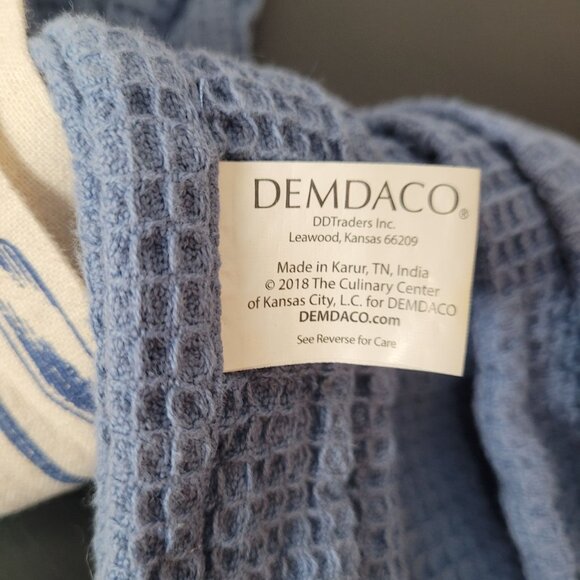 Life Is Better At The Lake Blue & Cream Cotton & Linen Kitchen Towel By DEMDACO - Picture 6 of 8